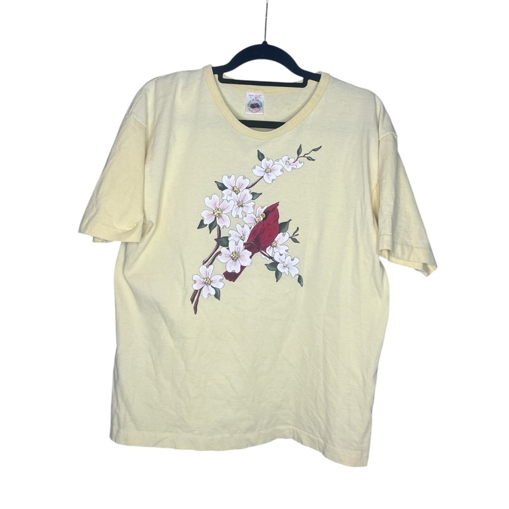 Vintage 90s fruit of the loom cardinal graphic yellow tee shirt size large